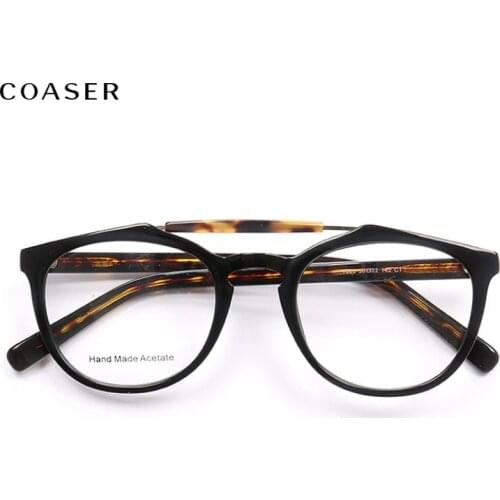 Double Bridge Eyeglasses Men，Vintage Multicolor Color Quality Acetate Glasses Frame，Promotion Spectacles Prescription Eyewear