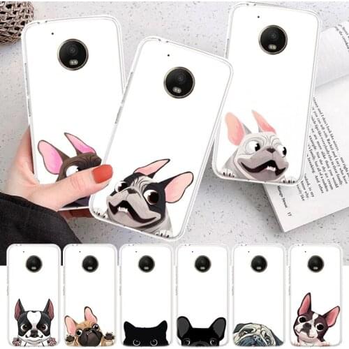 Pug Dog French Bulldog animal Soft Cover Phone Case For Motorola Moto G7 G9 G8 G6 G5 E6 E5 One Action Macro Power Plus Play EU