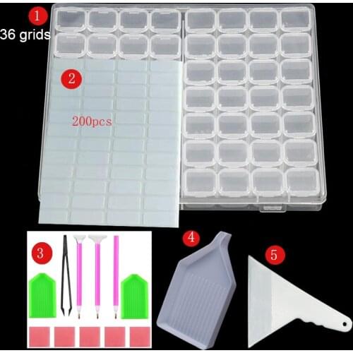36 grids Diy 5d Diamond Painting Accessories box Tools Kit Adult or Kids Diamond mosaic storage Glue Pen Kit Diamant Painting