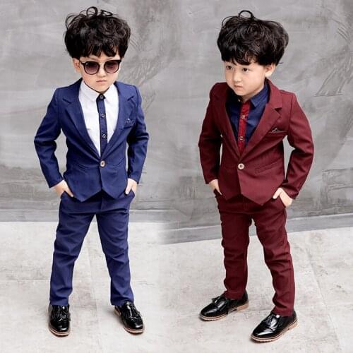 2018 New Children Suit Baby Boys Suits Kids Blazer Boys Formal Suit For Wedding Boys Clothes Set Jackets Blazer+Pants 2pcs 3-8Y