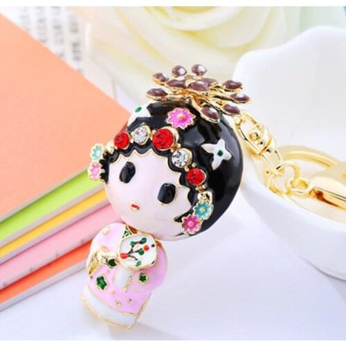 New Korean version of rhinestone koala bear cartoon cute car keychain female bag pendant metal key chain ring birthday gift