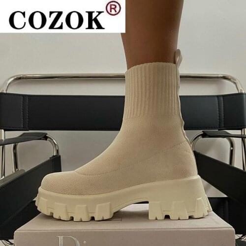 2021 Autumn Winter New Couple Socks Shoes Women Thick-soled Casual Large Size Net Red Knitted Short Boots Women botas de mujer