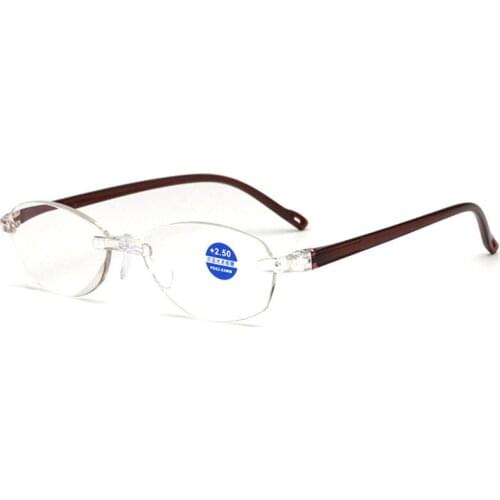 Exquisite Diamond Trimming Reading Glasses Men Women Rimless Design PC Frame AC Resin Lense Clear 1.0-4.0 R072