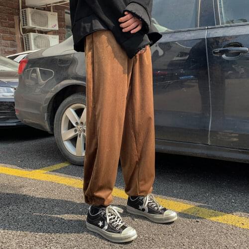 Autumn Cotton Corduroy Pants Mens Fashion Retro Casual Pants Men Streetwear Wild Loose Hip-hop Straight Trousers Mens M-5XL