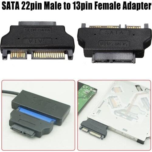 Slimline SATA Adapter Serial ATA 7+15 22pin Male To Slim 7+6 13pin Female Adapter For Desktop Laptop HDD CD-ROM Hard Disk Drive