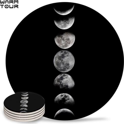 Moon Phases Coasters Waterproof Tea Cup Mat Christmas Home Decor Coffee Table Decor Ceramic Coasters