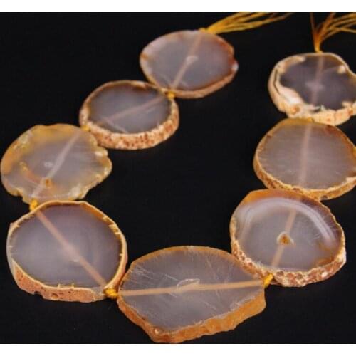 Approx8PCS/strand Large Light Yellow Raw Agates Drusy Slab Nugget Loose Beads,Natural Gems Stone Slice Pendants Jewelry Making