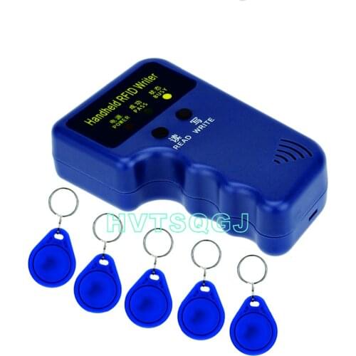 125khz handheld rfid programmer rfid copier+5pcs EM4305 rewritable keyfobs Tags