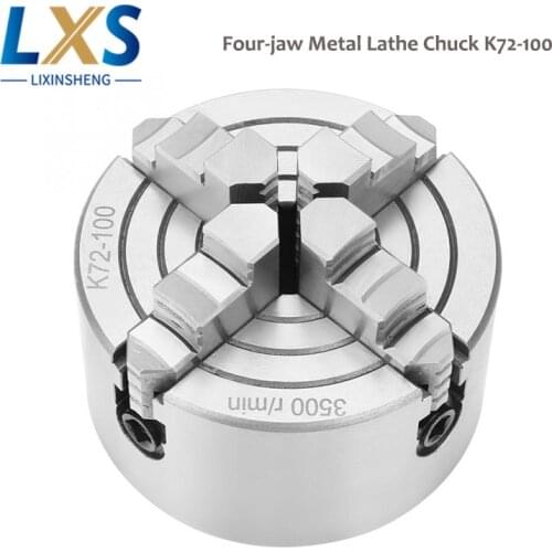Self Centering Four-Jaw Independent Lathe Chuck K72-100 Hardened Steel With Wrench Screws