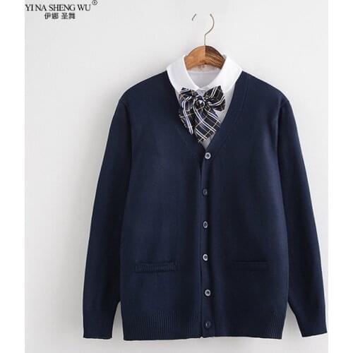 2020New Cosplay JK School Uniform Sweater For Girls Women Long Sleeve Knitted Coat Japanese Sailor Uniform Cardigans Comfortable