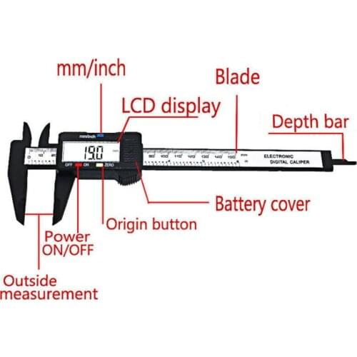 New Arrival 150mm 6 inch LCD Digital Electronic Carbon Fiber Vernier Caliper Gauge Micrometer Measuring Tool