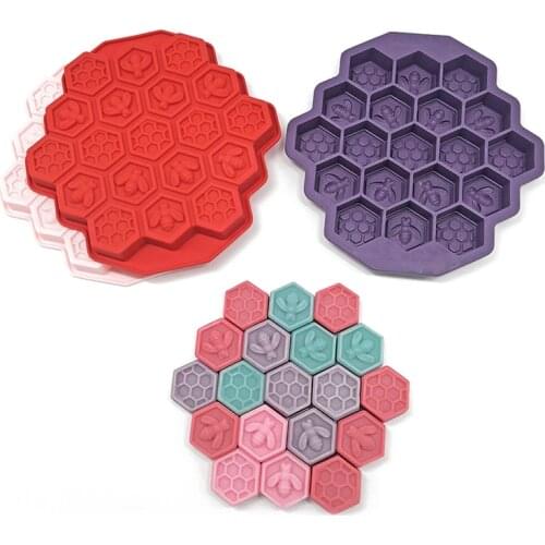 Silicone 19 Mobile Bee Honeycomb Cake Chocolate Soap Soap Icing Mold Mold Candle Diy Mold Beeswax Cake Tools Bakeware Bake
