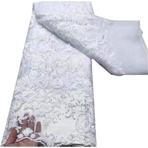 SJ Lace Handmade Beaded Nigerian Mesh Net Lace Fabric African Lace Fabric 2021 High Quality French Mesh Tulle Lace Fabric y6-1