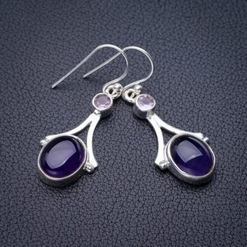 StarGems Natural Amethyst Handmade 925 Sterling Silver Earrings 1.5" E1146