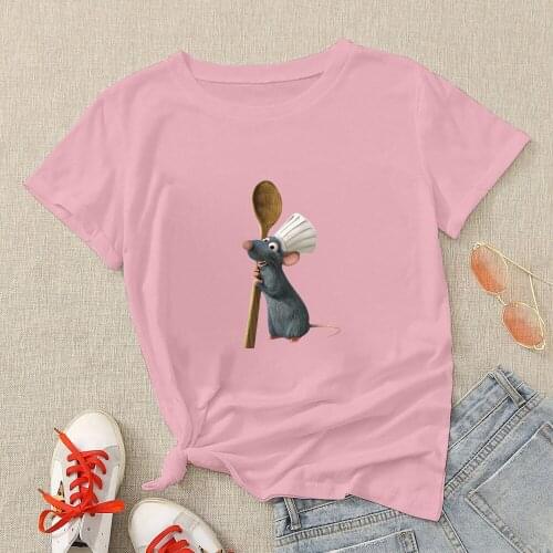 Ratatouille Printed Woman Tshirt Summer 2021 Rashguard Funny Women Trendy Minimalism Disney Oversize Womens T-shirts Hipster