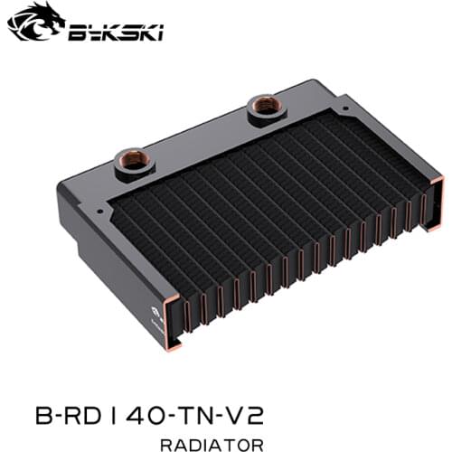 BYKSKI 28mm Thick Copper + Brass 140mm Computer Water Discharge Liquid Heat Exchanger Metal Radiator for 140mm Fans G1/4