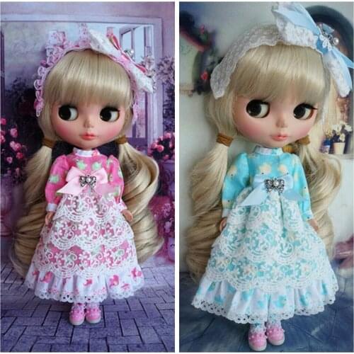 [wamami] 92# Cute Handmade Lolita Blue Pink Dress For Pullip Doll