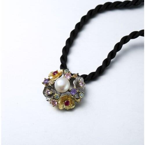 925 silver pendant with natural freshwater pearl luxury female flower pendant manufacturer wholesale
