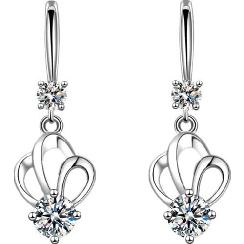 2021 New Style Fashion Zircon Love Heart Crown Earrings Water Simple Earrings Ladies Gifts