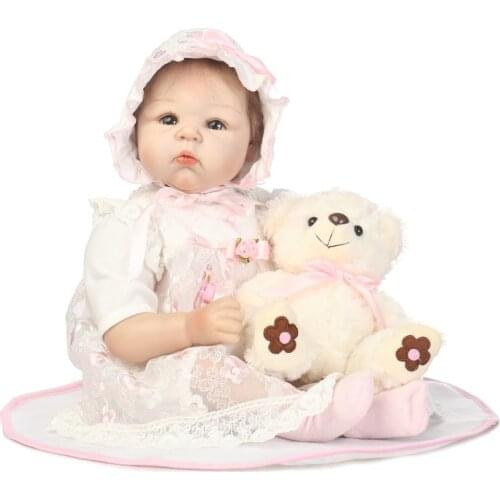 22inch Reborn Baby Dolls Handmade Alive Cotton Body Silicone Reborn Doll Lifelike Sleeping Girl Babies Toy Christmas Gift