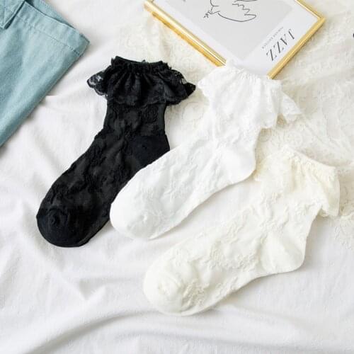 3 Pairs/Set Lolita Curl Ruffle Lace Women Girls Socks Set Harajuku Cute JK Female Wear Mujer Calcetines Combo Set