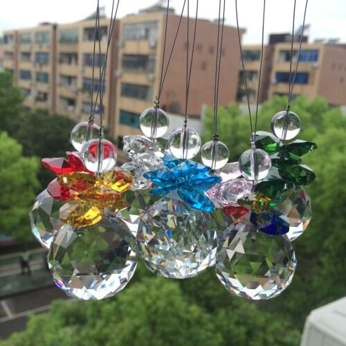 7pcs/lot Crystal Pendant with faceted ball Vintage home decor Wedding Party minia turas feng shui Suncatcher Hanging tree