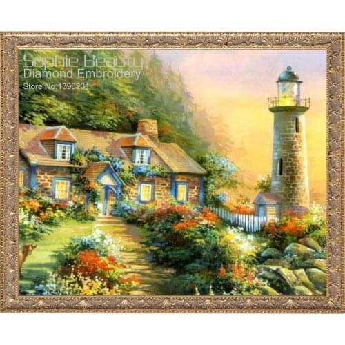 New House Garden 5D DIY Diamond Painting Cross Stitch Diamond Needlework Full Square Diamond Embroidery Living Room Decor