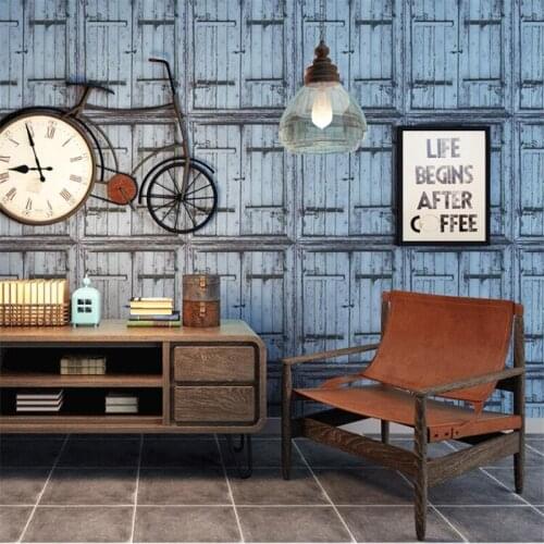 Beibehang High-end Restaurant Hotel Cafe Industrial wind wallpaper retro nostalgia personality wooden door and windows wallpaper