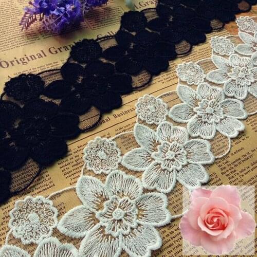 Free Shipping Exquisite Embroidery Cutout Lace Fabric Lace Trim For Skirt DIY Width 8.5cm 5Yds/lot