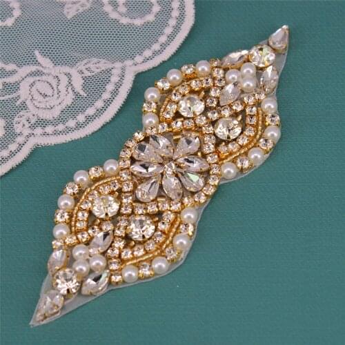 Shiny Crystal Rhinestones Bling Diamante Motif Appliques Trimming DIY Iron On For Wedding Dresses Shoes Accessories