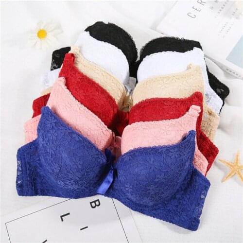 Sexy Push Up Lace Bra Soft Steel Ring Underwire Comfortable Breathable Gathered Underwear Convertible Adjustable Strap Bra