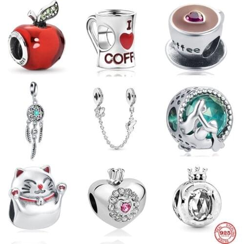 NEW summer dreamcatcher wine cup butterfly safety chain bead fit Pandora charms silver 925 Bracelet trinket jewelry for women