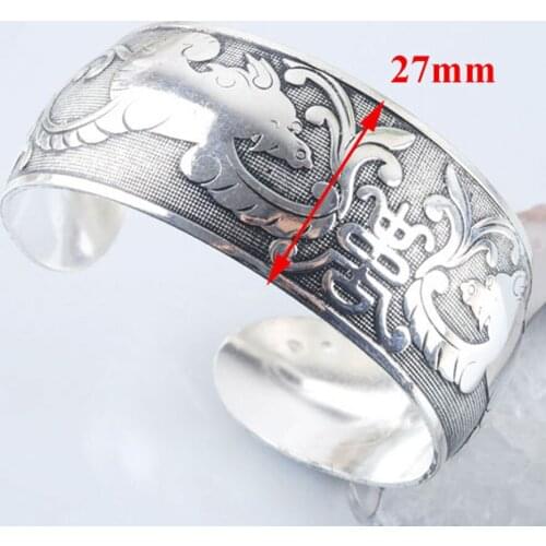Flowers and Plants Carving Antique Silver color Tibetan Bracelets Women Cuff Bracelets&Bangles Adjustable Charm Jewelry PZ163