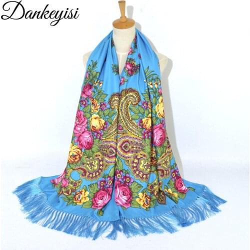 DANKEYISI New Fashion Long Women Scarf Female Cotton Long Tassel Print Neck Scarf Autumn Winter Shawl For Women Floural