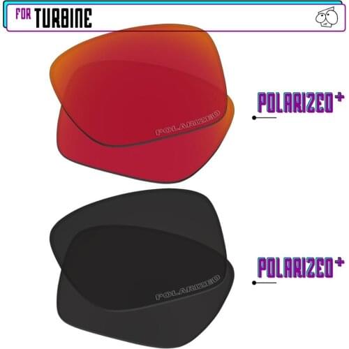 EZReplace Polarized Replacement Lenses for - Oakley Turbine Sunglasses - BlackPPlus-RedPPlus