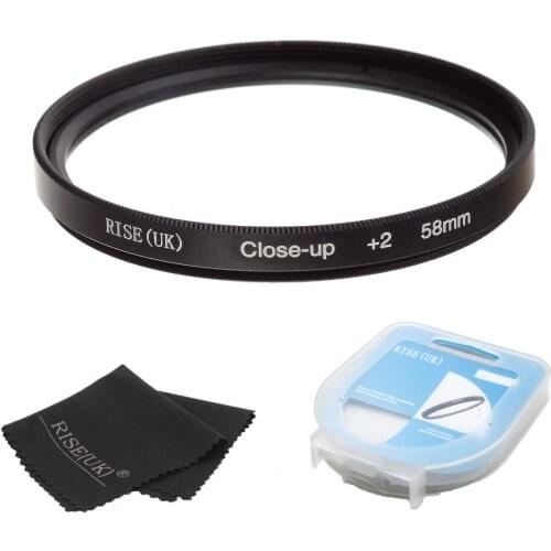 HOT SALE RISE(UK) 58mm Close-Up +2 Macro Lens Filter for Nikon Canon SLR DSLR Camera + filter case + gift