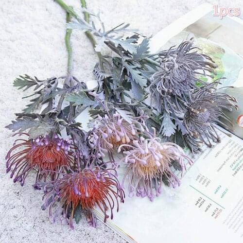 Artificial Flower Short Branch Crab Claw 2 Fork Planting Pincushion Flower Home Simulation Flower