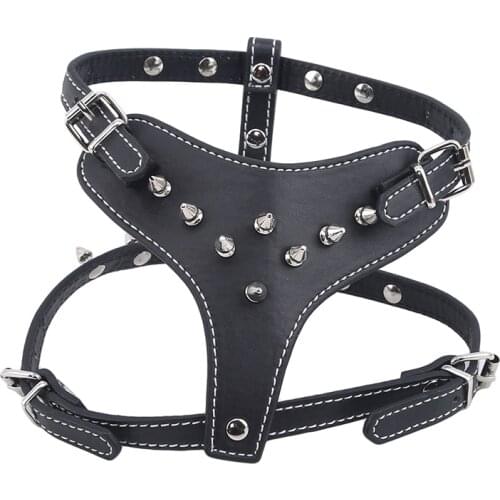 PU Leather Spiked Studded Dog Harness Pet Pitbull Adjustable Harness Collar For Medium Large Dogs Boxer Bull Terrier