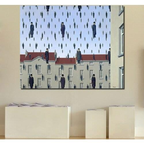 JQHYART Rene Magritte Golconda 1953 Canvas Art Oil Painting Moder Home Decor Picture Wall Pictures For Living Room No Frame