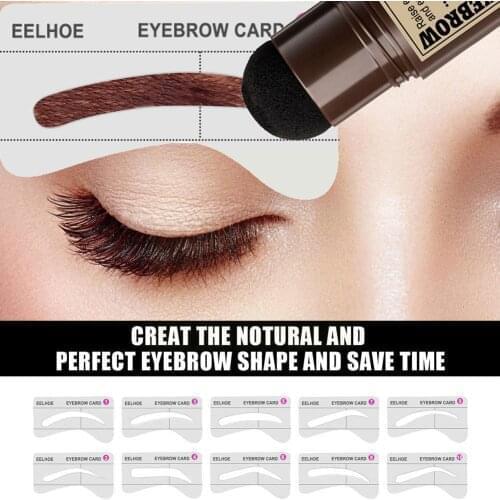 One Step Eyebrow Stamp Shaping Kit 10 Kind Eyebrow Stamp Eye Makeup Kit in For Perfect Eyebrow Seconds Shaping Gel Brow Ste M8G0