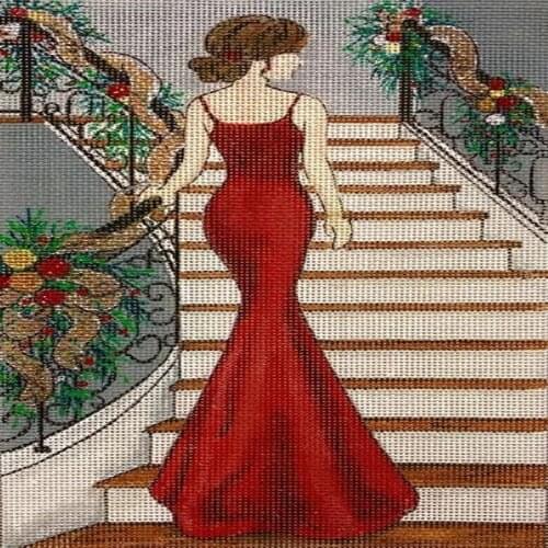 Top Popular Embroidery Lady in Christmas Red Cross Stitch Beginner Kit with 14CT Aida Counted Canvas & Free Shipping for