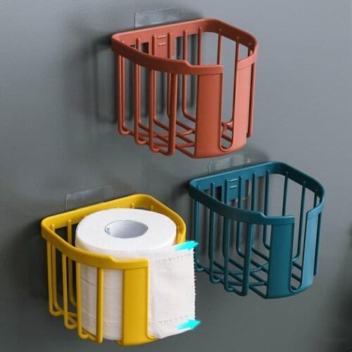 Toilet Paper Holder Wall Mounted Adhesive Tissue Box Organizer Basket Bathroom Paper Roll Rack Home Hotel Decoration Supplies
