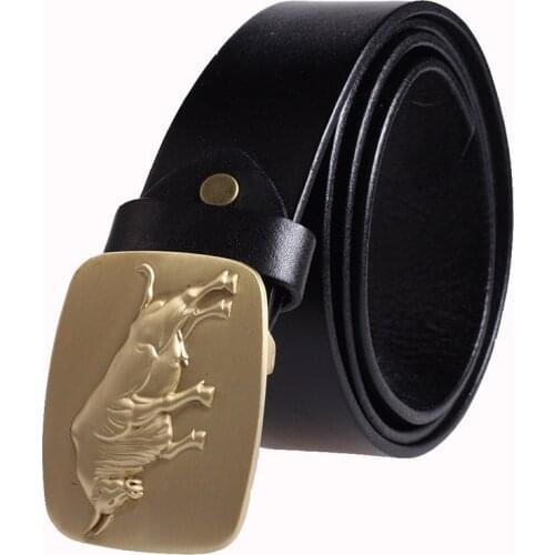 2017 New Hot Designer Belts Men High Quality Solid Brass Buckle Luxury 100% Real Full Grain Genuine Leather Straps Cow Ceintures