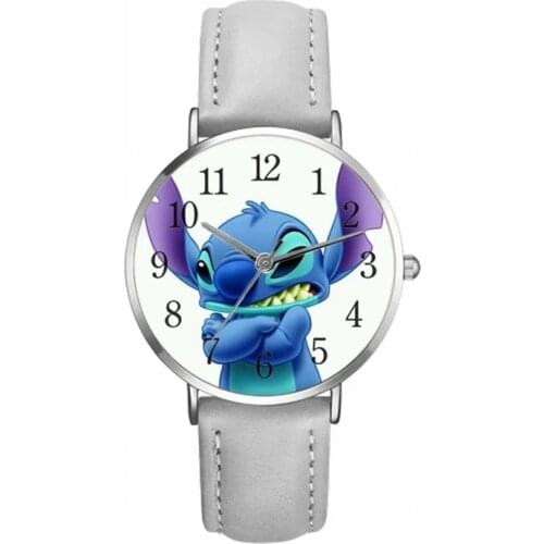 The New Cartoons Lilo & Stitch Stitch Leather analog watch boy girl quartz Watch student lovely Accessory watch Couple gifts