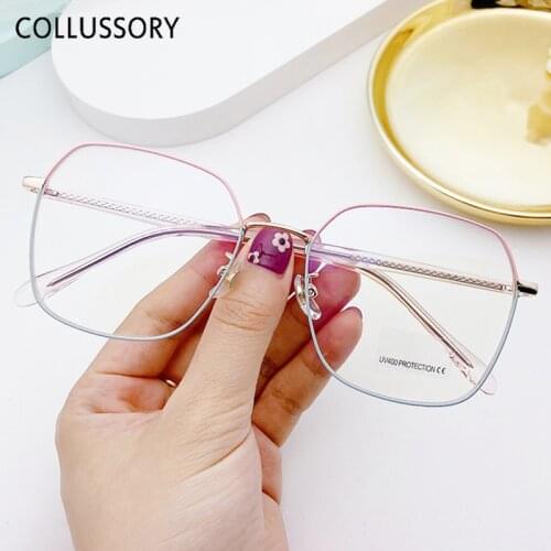 Metal Square Oversize Men Blocking Glasses Alloy Women Anti Blue Light Computer Glasses Eye Protection Fashion Non Prescription