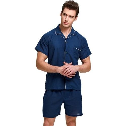 Tony&Candice Pajamas Men Sleepwear 100% Cotton Mens Nightwear Long Sleeve Sleep Lounge Casual Male Nightgown Soft Pyjama Set