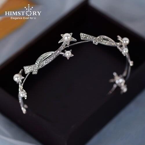 Himstory Simple Bridal Rhinestone Hairband Headdress Wedding Dress Birthday Party Hair Accessories