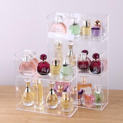 3 Layers Transparent Acrylic Perfume Storage Box Dressing Table Dresser Exhibition Cosmetics Organizer Girlfriend Valentine Gift