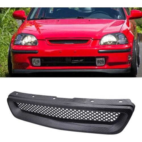 NEW-Car Carbon Fiber Mesh ABS Front Hood Grille Grill for 96-98 Honda Civic EJ/EK JDM Type R