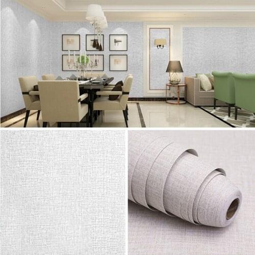 [TB15]Plain color wallpaper self-adhesive Chinese bedroom living room warm thick linen wallpaper home dormitory waterproof and m